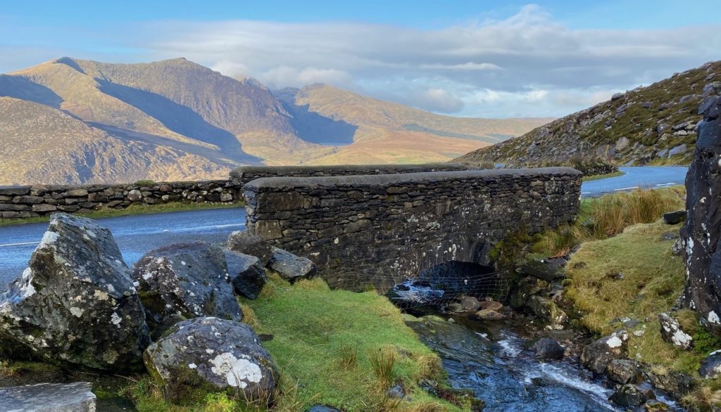 A view from The Connor Pass looking back towards Wild Atlantic House